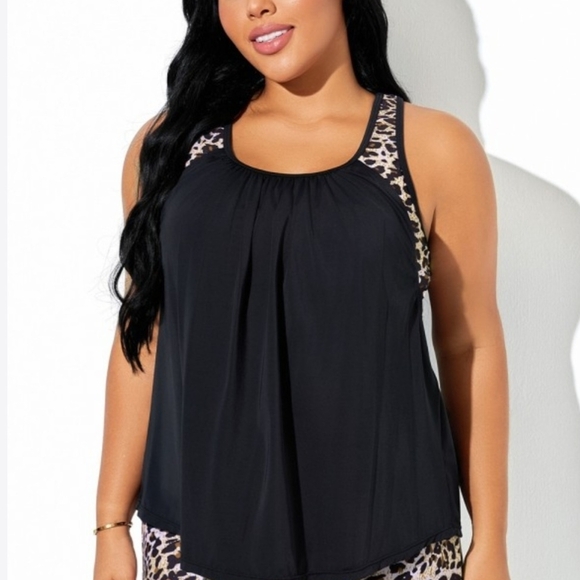 Leopard Print Racerback Tankini Top (Only) - Picture 4 of 8